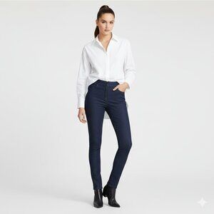 Alice + Olivia Leggings Womens 0 Blue Zipper Front Detail Pinstripe Jeggings